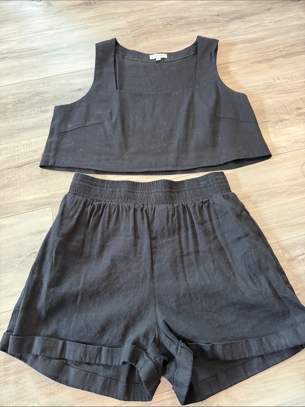 Gianni Bini Black Crop Top and Shorts Duo
